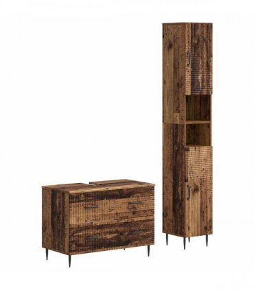 vidaXL 2 Piece Bathroom Cabinet Set HAARLEM Old Wood Engineered Wood