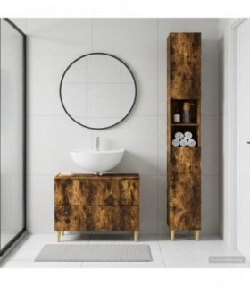 vidaXL 2 Piece Bathroom Cabinet Set DELFT Smoked Oak Engineered Wood