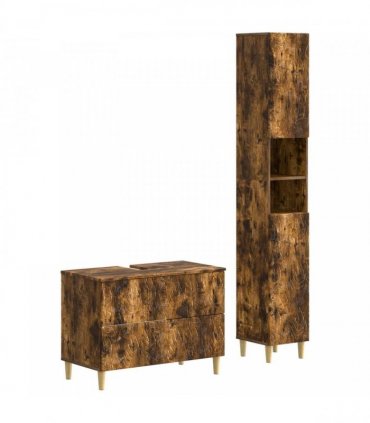 vidaXL 2 Piece Bathroom Cabinet Set DELFT Smoked Oak Engineered Wood
