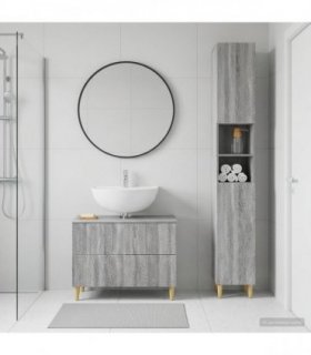 vidaXL 2 Piece Bathroom Cabinet Set DELFT Grey Sonoma Engineered Wood