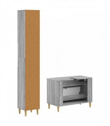 vidaXL 2 Piece Bathroom Cabinet Set DELFT Grey Sonoma Engineered Wood