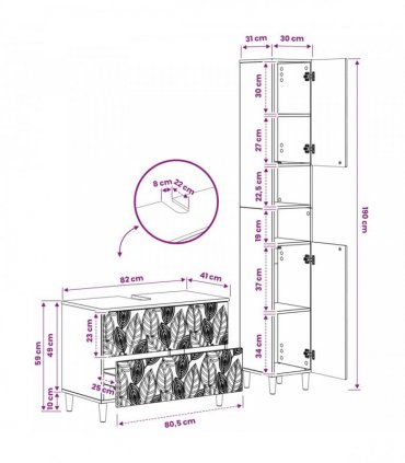 vidaXL 2 Piece Bathroom Cabinet Set DELFT Grey Sonoma Engineered Wood
