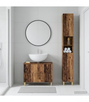 vidaXL 2 Piece Bathroom Cabinet Set DELFT Old Wood Engineered Wood