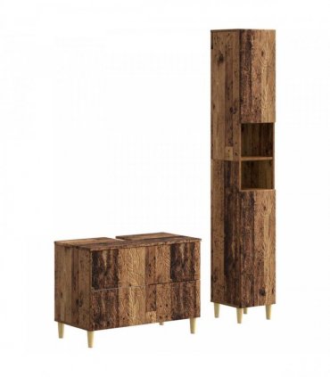 vidaXL 2 Piece Bathroom Cabinet Set DELFT Old Wood Engineered Wood