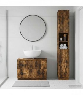 vidaXL 2 Piece Bathroom Cabinet Set HOORN Smoked Oak Engineered Wood