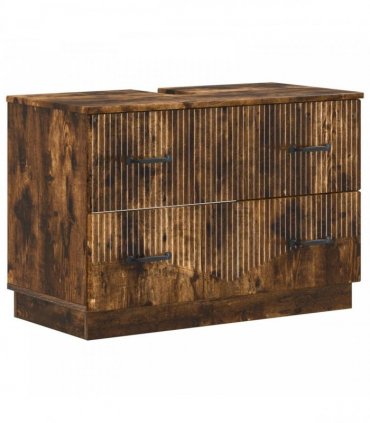 vidaXL 2 Piece Bathroom Cabinet Set HOORN Smoked Oak Engineered Wood