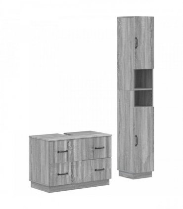 vidaXL 2 Piece Bathroom Cabinet Set HOORN Grey Sonoma Engineered Wood