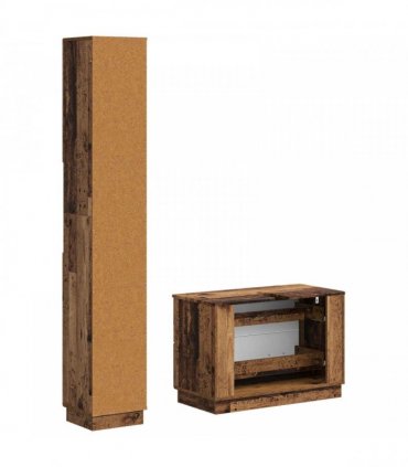 vidaXL 2 Piece Bathroom Cabinet Set HOORN Old Wood Engineered Wood