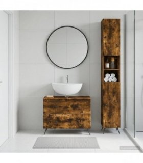 vidaXL 2 Piece Bathroom Cabinet Set BREDA Smoked Oak Engineered Wood