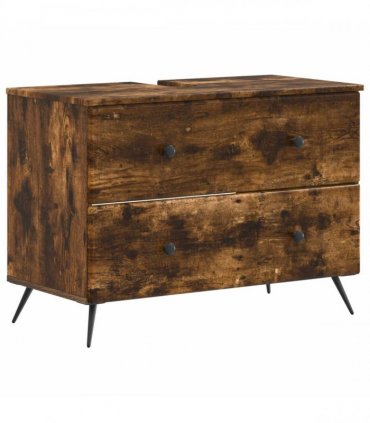 vidaXL 2 Piece Bathroom Cabinet Set BREDA Smoked Oak Engineered Wood