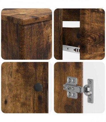 vidaXL 2 Piece Bathroom Cabinet Set BREDA Smoked Oak Engineered Wood