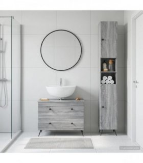 vidaXL 2 Piece Bathroom Cabinet Set BREDA Grey Sonoma Engineered Wood