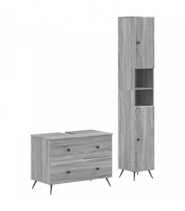vidaXL 2 Piece Bathroom Cabinet Set BREDA Grey Sonoma Engineered Wood