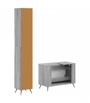 vidaXL 2 Piece Bathroom Cabinet Set BREDA Grey Sonoma Engineered Wood