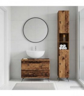 vidaXL 2 Piece Bathroom Cabinet Set BREDA Old Wood Engineered Wood