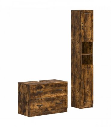 vidaXL 2 Piece Bathroom Cabinet Set UTRECHT Smoked Oak Engineered Wood