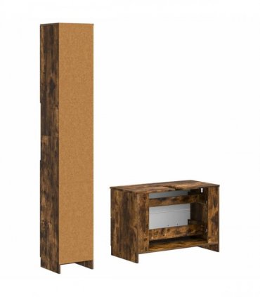 vidaXL 2 Piece Bathroom Cabinet Set UTRECHT Smoked Oak Engineered Wood