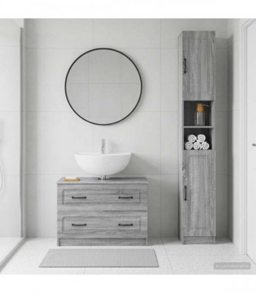 vidaXL 2 Piece Bathroom Cabinet Set UTRECHT Grey Sonoma