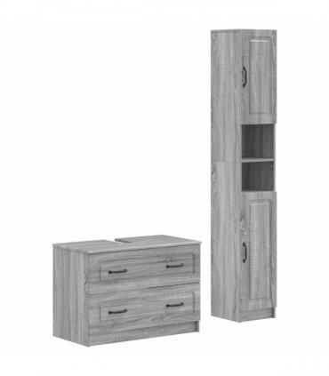 vidaXL 2 Piece Bathroom Cabinet Set UTRECHT Grey Sonoma