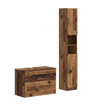 vidaXL 2 Piece Bathroom Cabinet Set UTRECHT Old Wood Engineered Wood