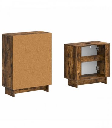 vidaXL 2 Piece Bathroom Cabinet Set EDE Smoked Oak Engineered Wood