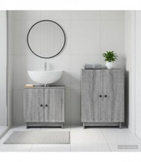 vidaXL 2 Piece Bathroom Cabinet Set EDE Grey Sonoma Engineered Wood