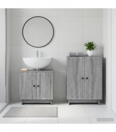 vidaXL 2 Piece Bathroom Cabinet Set EDE Grey Sonoma Engineered Wood