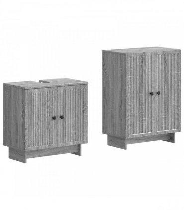 vidaXL 2 Piece Bathroom Cabinet Set EDE Grey Sonoma Engineered Wood