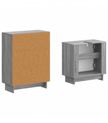 vidaXL 2 Piece Bathroom Cabinet Set EDE Grey Sonoma Engineered Wood