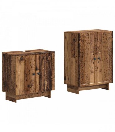 vidaXL 2 Piece Bathroom Cabinet Set EDE Old Wood Engineered Wood