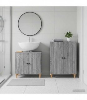 vidaXL 2 Piece Bathroom Cabinet Set ALKMAAR Grey Sonoma
