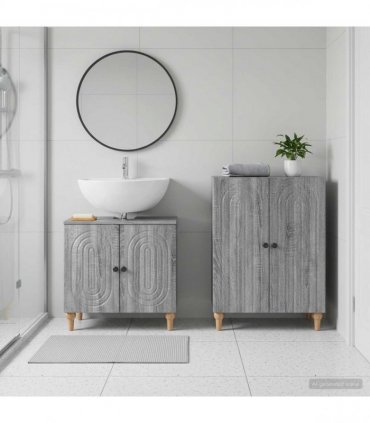 vidaXL 2 Piece Bathroom Cabinet Set ALKMAAR Grey Sonoma
