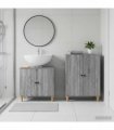 vidaXL 2 Piece Bathroom Cabinet Set ALKMAAR Grey Sonoma