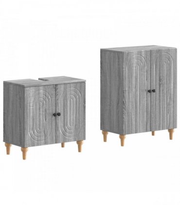 vidaXL 2 Piece Bathroom Cabinet Set ALKMAAR Grey Sonoma