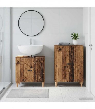 vidaXL 2 Piece Bathroom Cabinet Set ALKMAAR Old Wood Engineered Wood