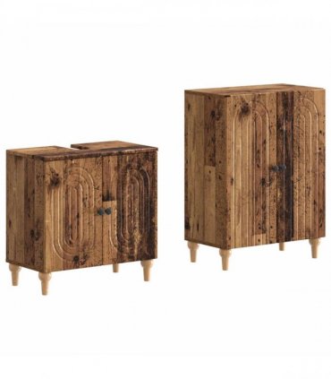 vidaXL 2 Piece Bathroom Cabinet Set ALKMAAR Old Wood Engineered Wood