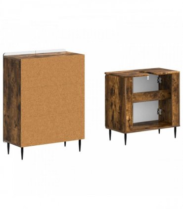 vidaXL 2 Piece Bathroom Cabinet Set ZWOLLE Smoked Oak Engineered Wood