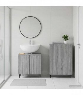 vidaXL 2 Piece Bathroom Cabinet Set ZWOLLE Grey Sonoma Engineered Wood