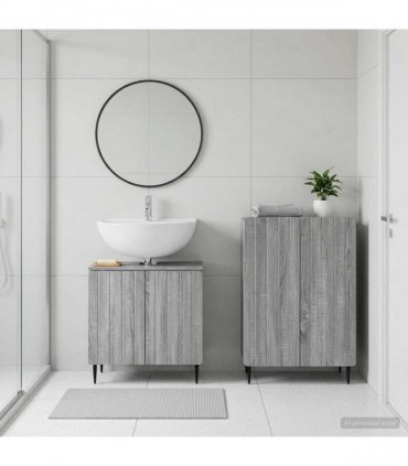 vidaXL 2 Piece Bathroom Cabinet Set ZWOLLE Grey Sonoma Engineered Wood