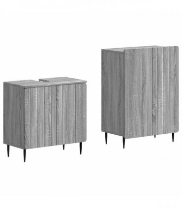 vidaXL 2 Piece Bathroom Cabinet Set ZWOLLE Grey Sonoma Engineered Wood
