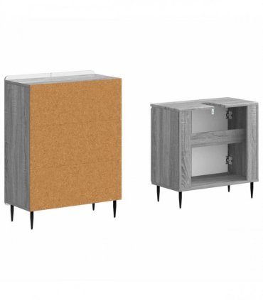vidaXL 2 Piece Bathroom Cabinet Set ZWOLLE Grey Sonoma Engineered Wood