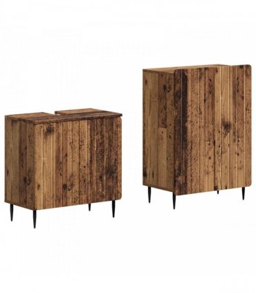 vidaXL 2 Piece Bathroom Cabinet Set ZWOLLE Old Wood Engineered Wood