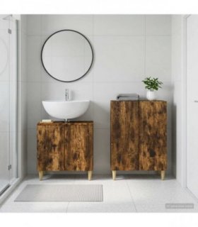 vidaXL 2 Piece Bathroom Cabinet Set ARNHEM Smoked Oak Engineered Wood