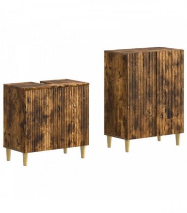 vidaXL 2 Piece Bathroom Cabinet Set ARNHEM Smoked Oak Engineered Wood
