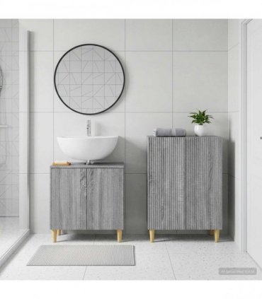 vidaXL 2 Piece Bathroom Cabinet Set ARNHEM Grey Sonoma Engineered Wood