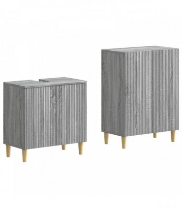 vidaXL 2 Piece Bathroom Cabinet Set ARNHEM Grey Sonoma Engineered Wood