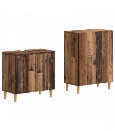 vidaXL 2 Piece Bathroom Cabinet Set ARNHEM Old Wood Engineered Wood