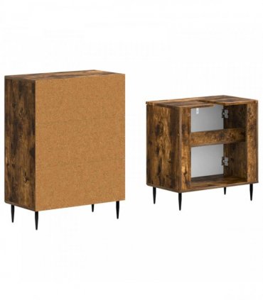 vidaXL 2 Piece Bathroom Cabinet Set HAARLEM Smoked Oak Engineered Wood