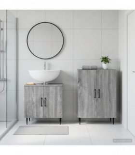 vidaXL 2 Piece Bathroom Cabinet Set HAARLEM Grey Sonoma