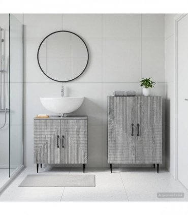 vidaXL 2 Piece Bathroom Cabinet Set HAARLEM Grey Sonoma